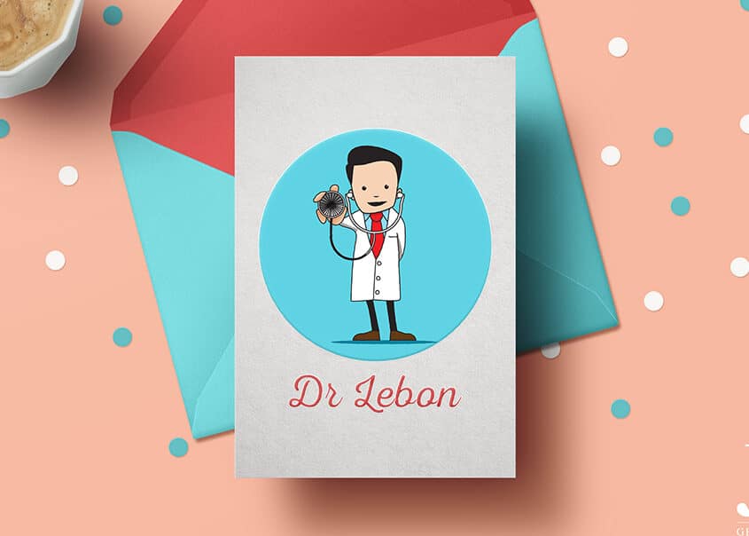 Illustration vectorielle : Création d'une mascotte pour un médecin généraliste par JA Design graphiste freelance à Bordeaux