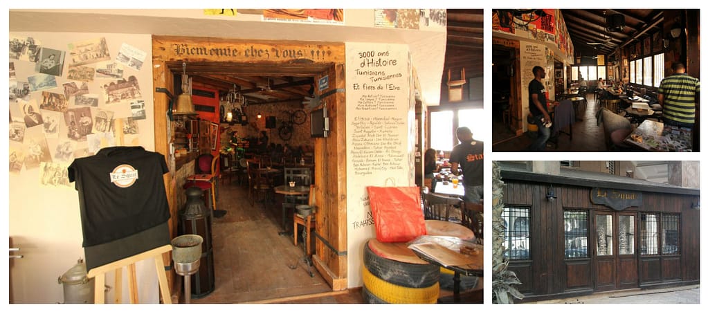 Création d'un logo et d'un vinyle pour un café culturel Le Squat en Tunisie. Décoration intérieure par JA Design