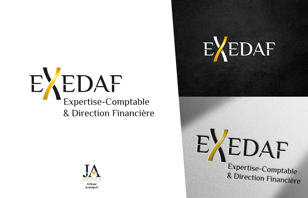 Création du logo EXEDAF pour un expert comptable - Création de logo sur mesure par JA Design - Graphiste freelance