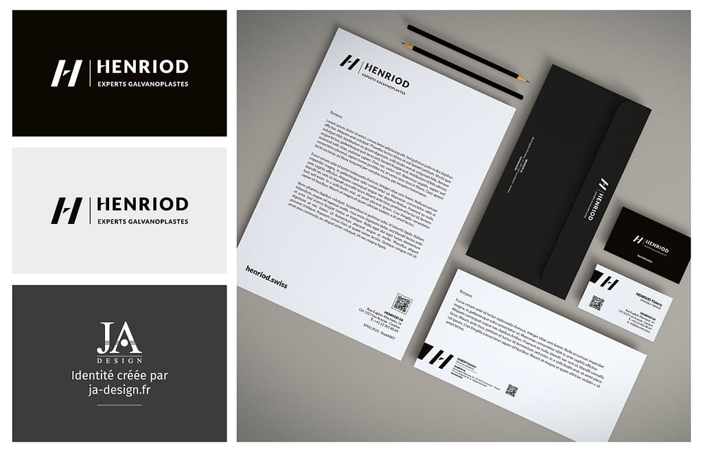 Création d'une charte graphique et élément de papeterie pour HENRIOD, expert en galvanoplastie, par JA Design, Graphiste Bordeaux
