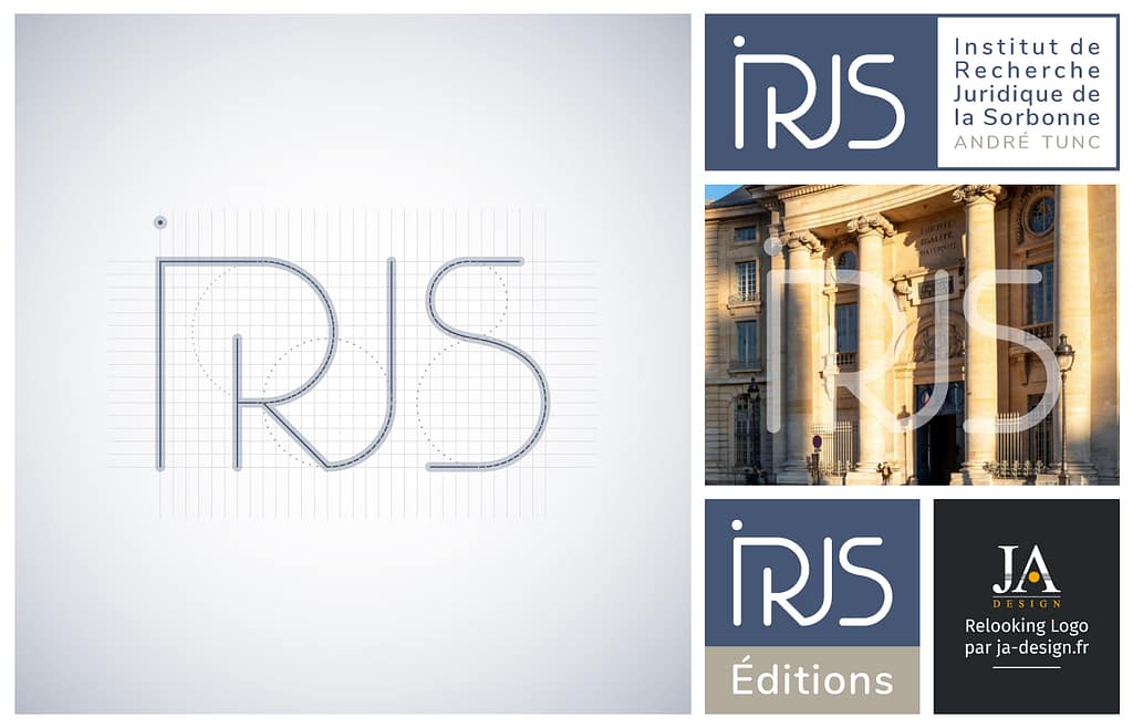 Travail et finalisation du logo IRJS, Institut de recherche juridique de la Sorbonne à Paris - par JA Design