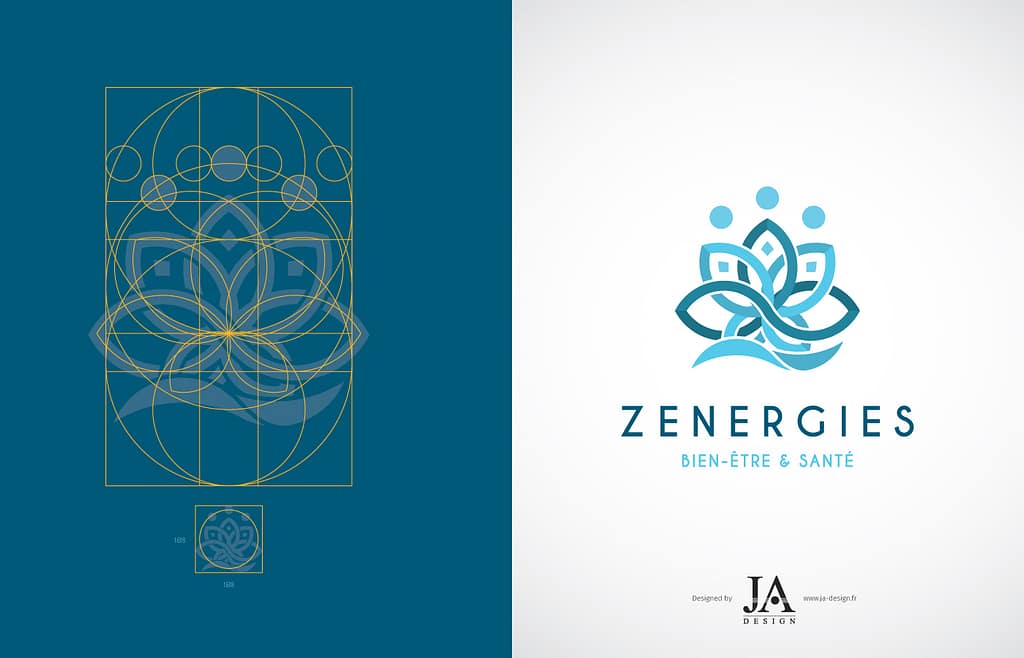 Création d'un logo en prenant en compte le nombre d'or et la suite Fibonacci - Création de logo sur mesure par JA Design