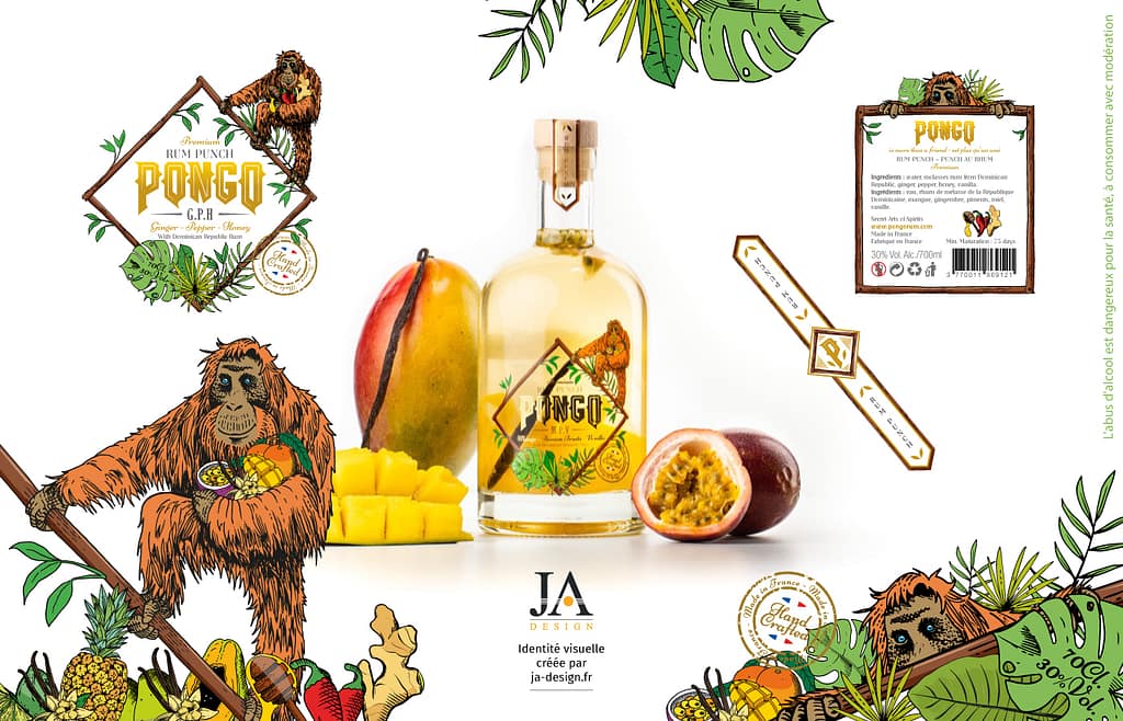 Création d'illustrations vectorielles pour la mise en page d'une étiquette pour spiritueux graphiste à Bordeaux