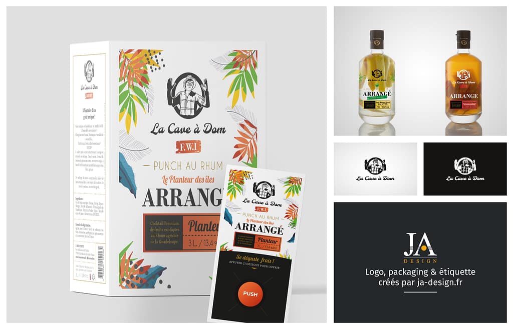 Création d'un packaging pour le BIB La Cave à Dom, marque de Rhum arrangé - par JA Design