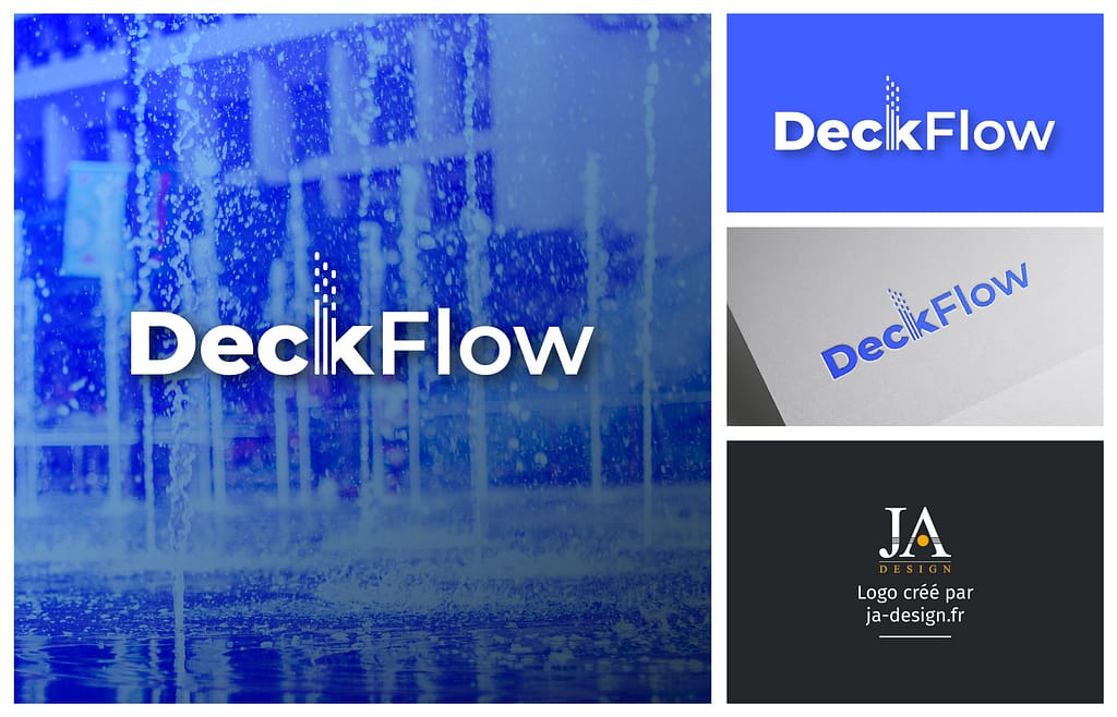 Création du logo DeckFlow, entreprise de terrasse à jets d'eau par JA Design - Graphiste à Bordeaux
