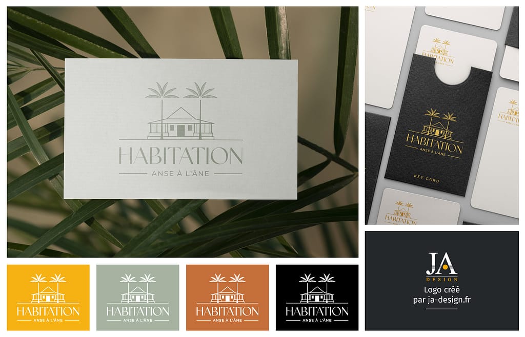 Création d'un logo et de ses déclinaisons pour un hôtel maison d'hôtes, "HABITATION" par JA Design