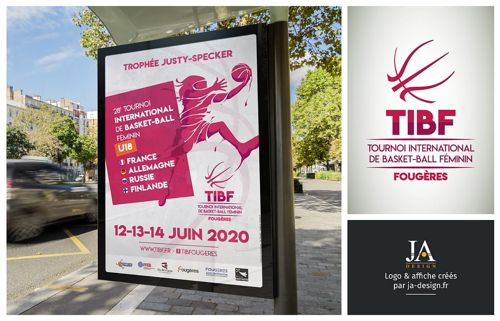 Création d'un logo et d'une affiche pour le TIBF, tournois international de basket-ball féminin par JA Design