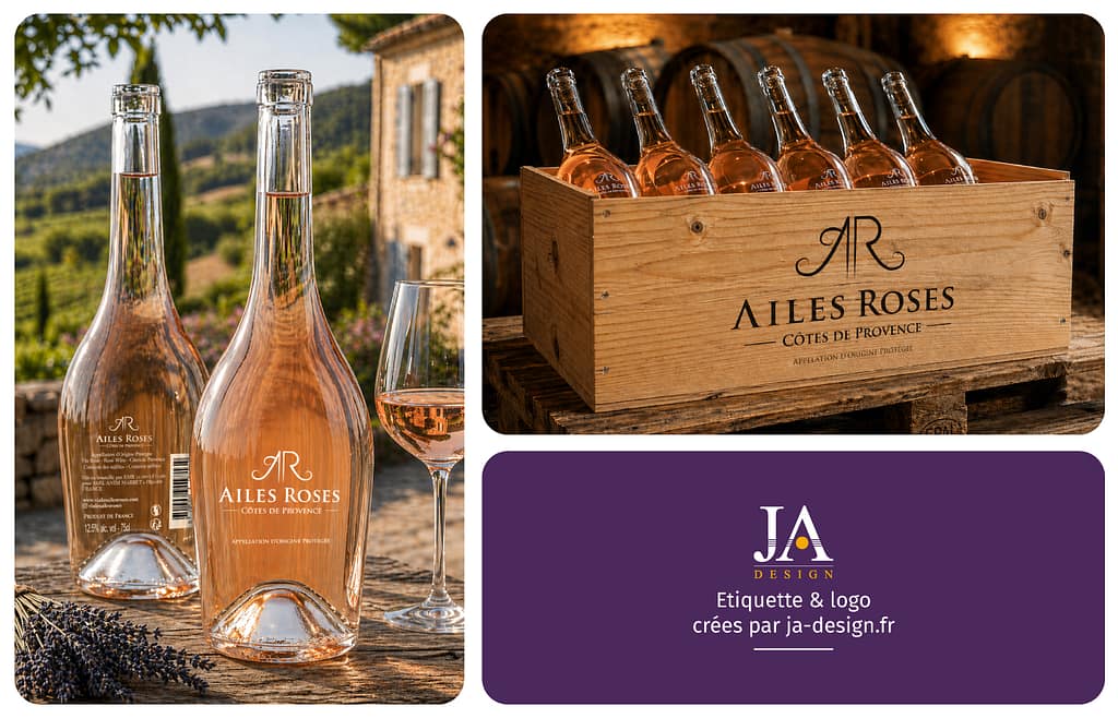 etiquette vin rosé transparente Ailes Roses
