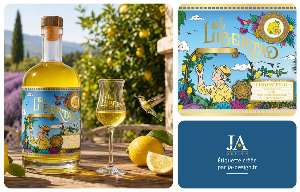 etiquette limoncello illustration el libertad