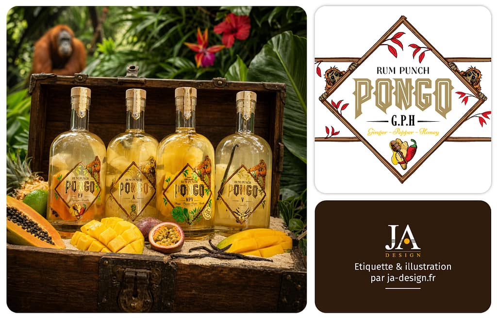 etiquette rhum arrange transparent pongo