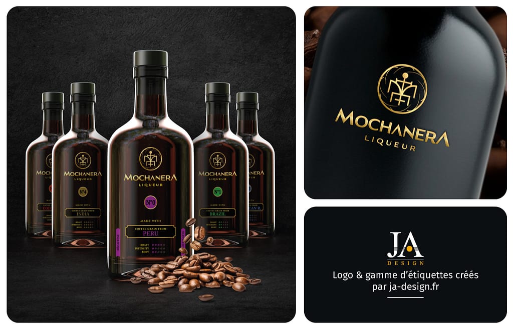etiquette liqueur cafe mochanera design premium
