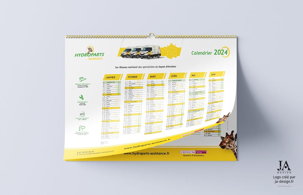 création calendrier personnalisé industriel par JA Design graphiste à Bordeaux