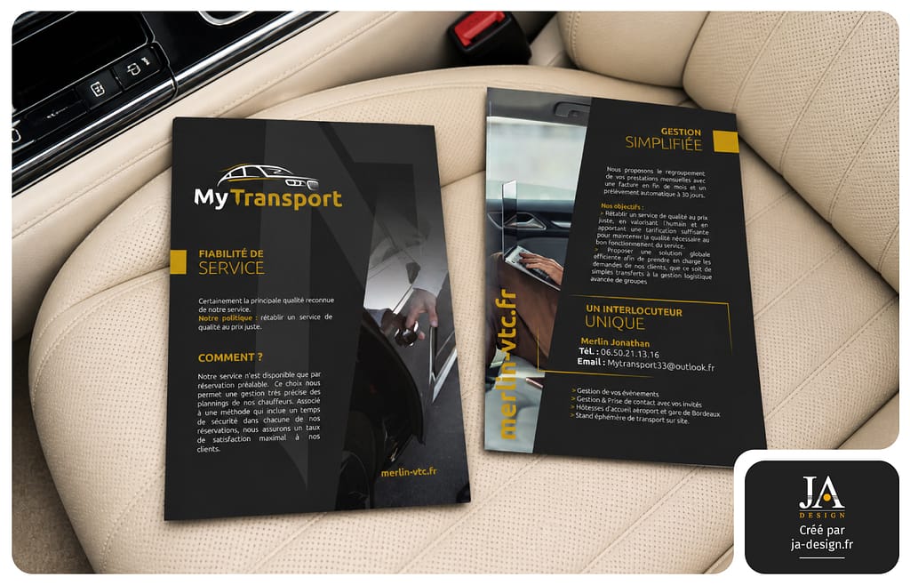 flyer recto verso chauffeur VTC My Transport à Bordeaux