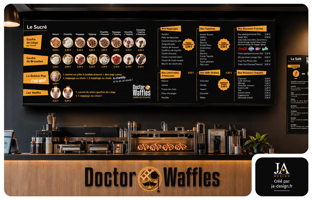 menu board pour vendeur de gauffres