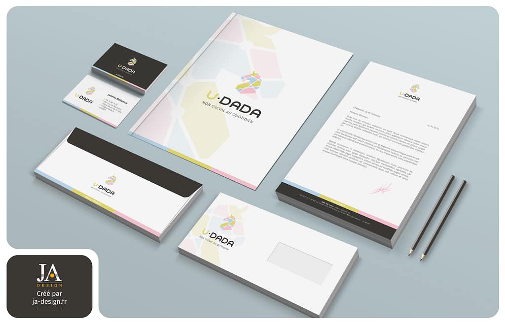 identité visuelle pour application mobile d’équitation – création graphique papeterie par graphiste à Bordeaux
