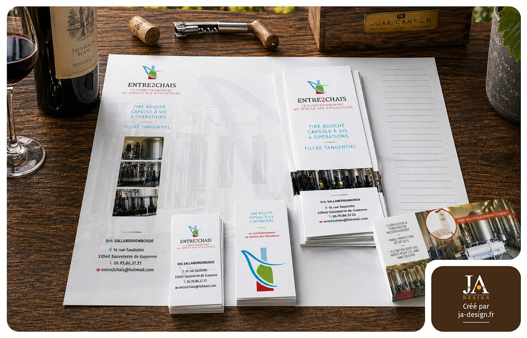 Flyer et carte de visite conditionnement viticulture