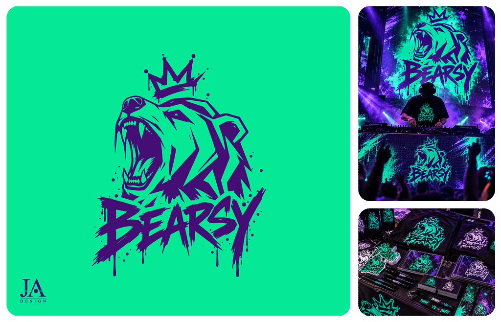 Logo Bearsy créé pour un DJ spécialisé dans la trap music, par JA Design à Bordeaux