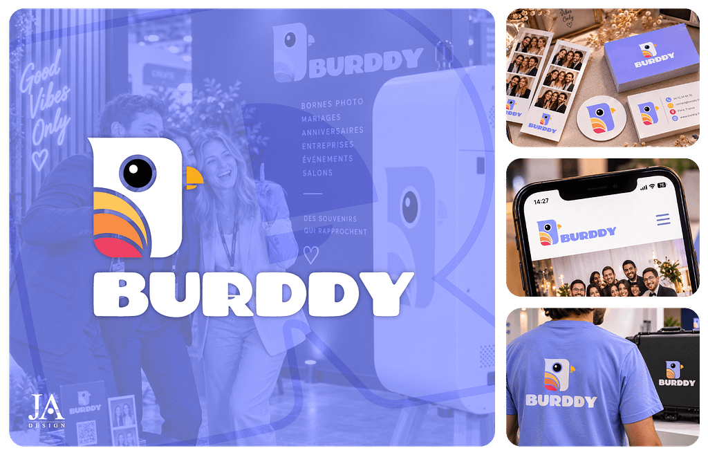 Logo Burddy créé pour une borne photo dédiée aux mariages et événements, par JA Design à Bordeaux