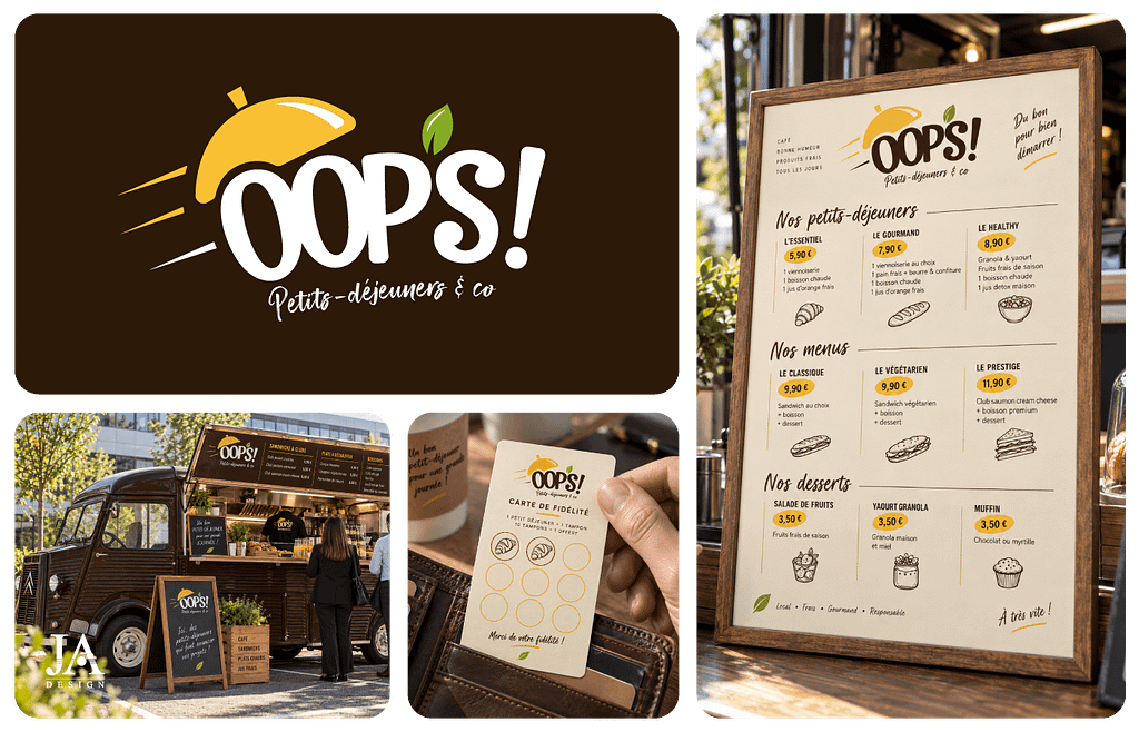 Logo OOPS! Petits-déjeuners pour un foodtruck et service de restauration, créé par JA Design à Bordeaux
