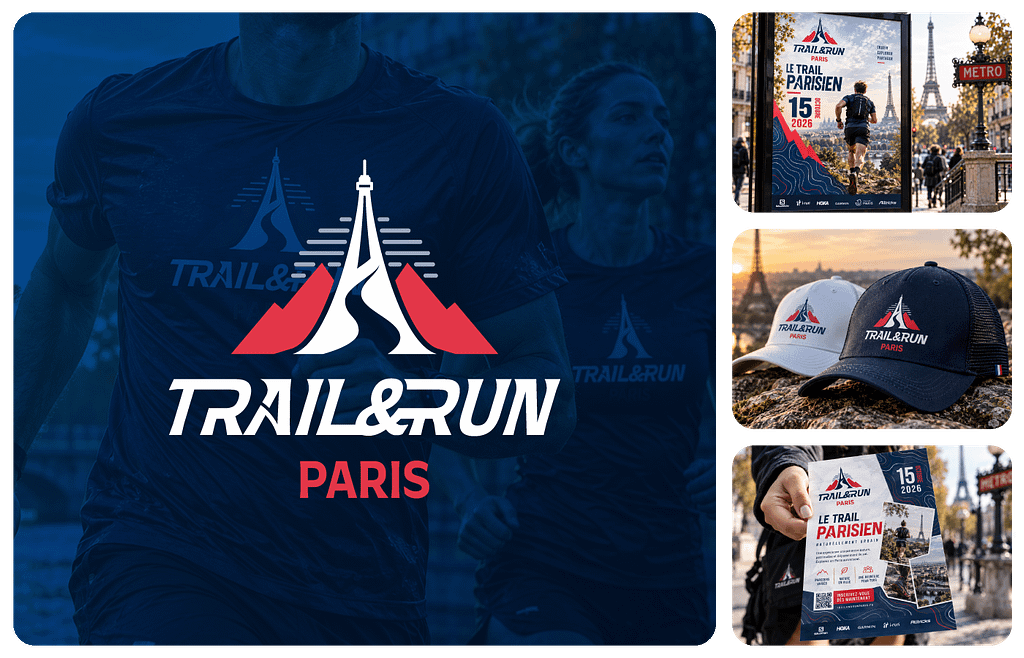 Logo Trail & Run Paris créé pour un événement de trail et une équipe de course, par JA Design à Bordeaux