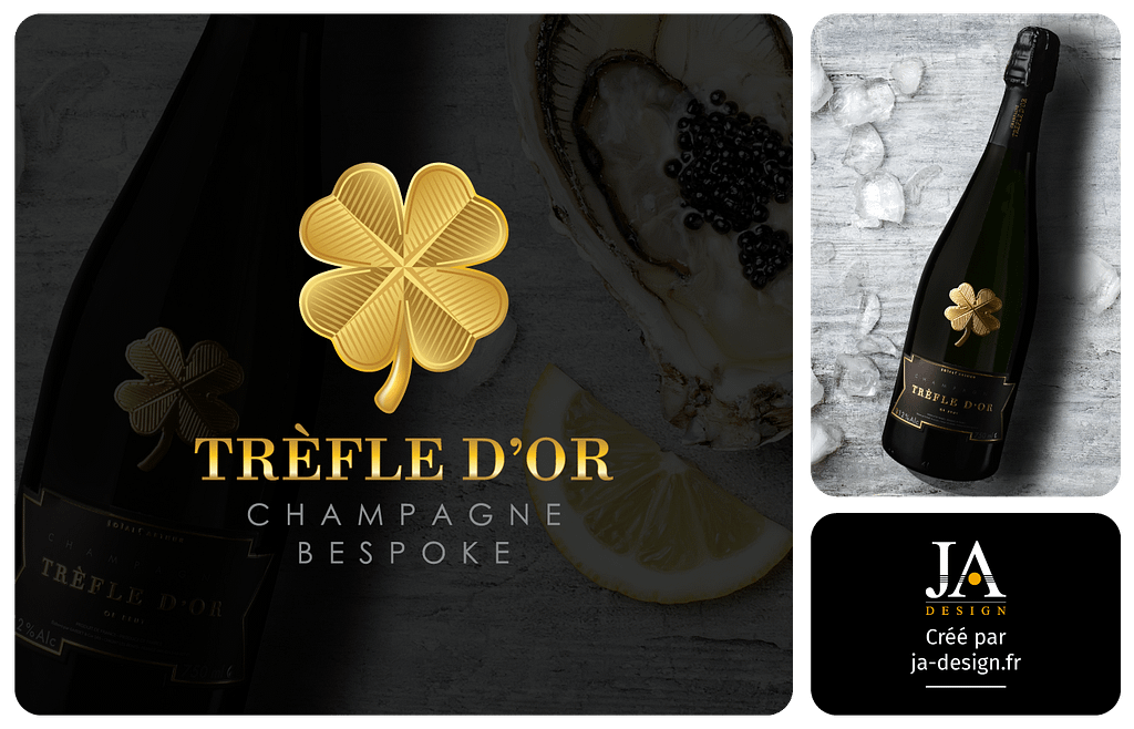 Logo Trèfle d'Or créé pour une marque de champagne haut de gamme, par JA Design à Bordeaux