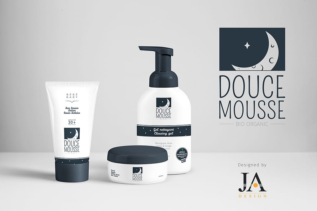Création d'une gamme d'étiquettes pour des produits bébés - par JA Design Graphiste à Bordeaux