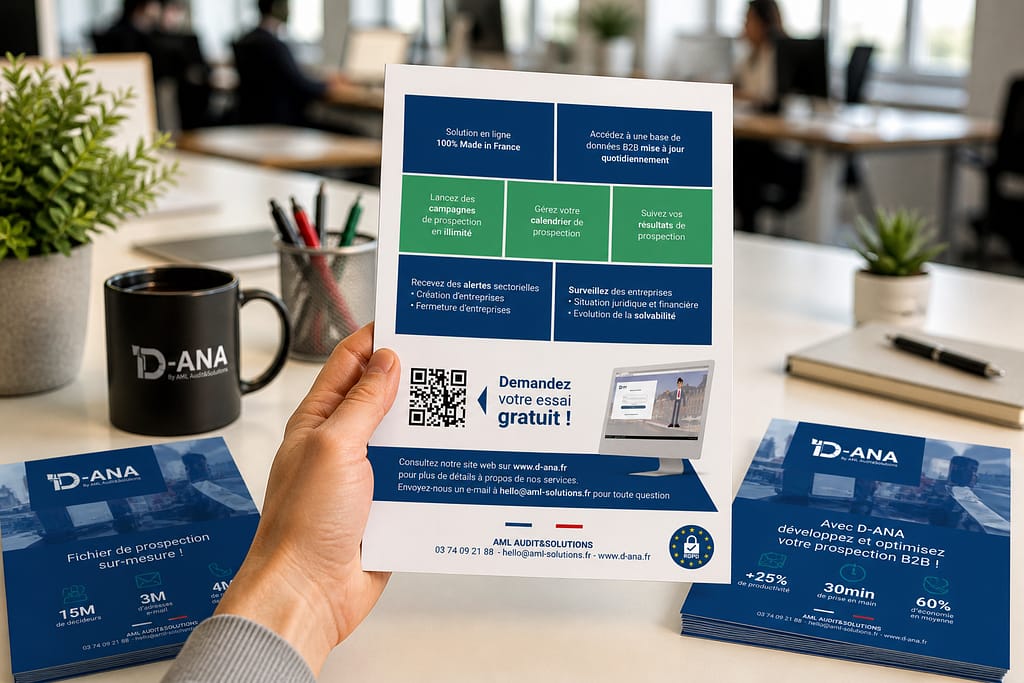 Création d'un flyer pour l'entreprise D-ANA par JA Design graphiste