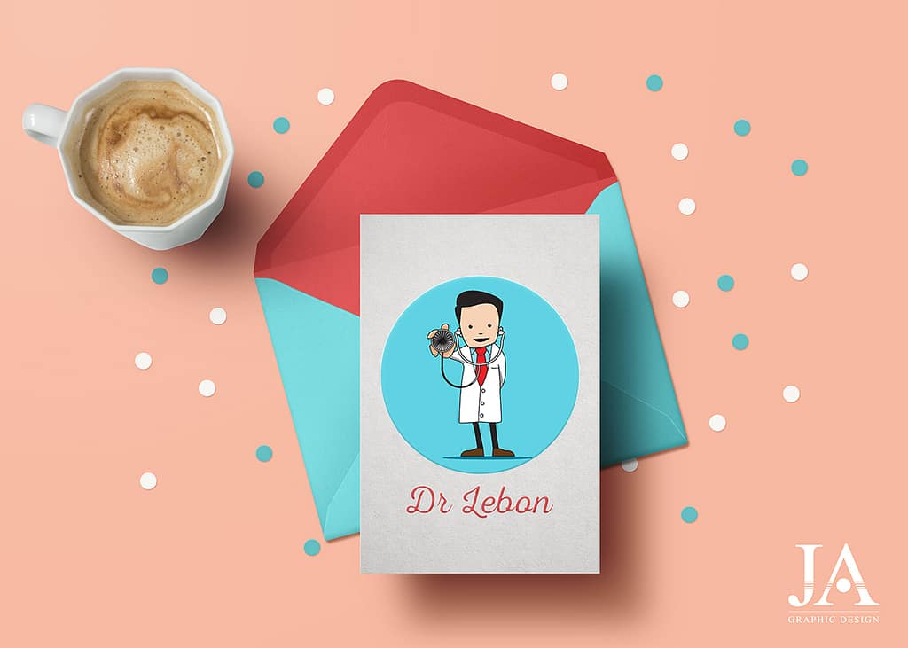 Illustration vectorielle : Création d'une mascotte pour un médecin généraliste par JA Design graphiste freelance à Bordeaux