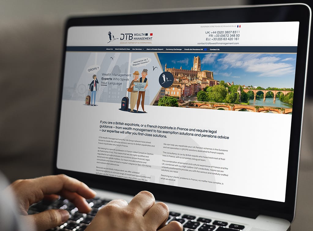 Création d'une maquette de site internet pour DTB - Patrimoine - Création de Posts et Bannières Réseaux Sociaux Par JA Design