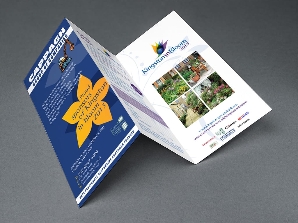 Création d'un dépliant pour l'événement "Kingston in Bloom", dans la banlieu de Londres