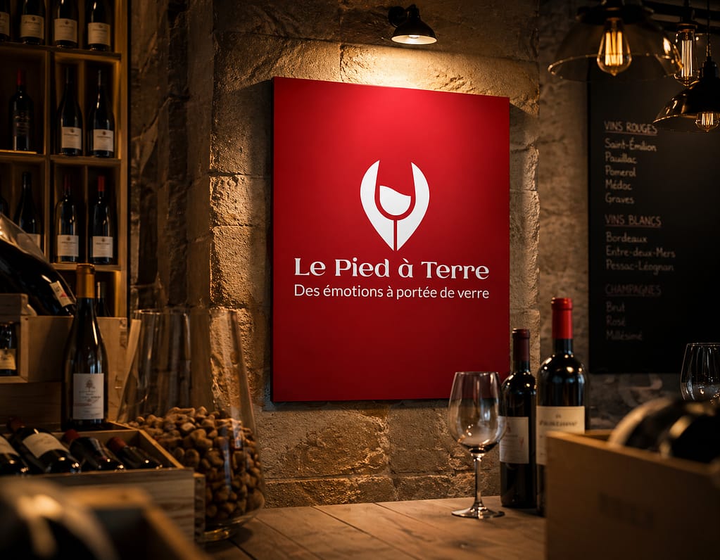 Logotype Le Pied à Terre créé sur mesure pour une cave à vin bordelaise