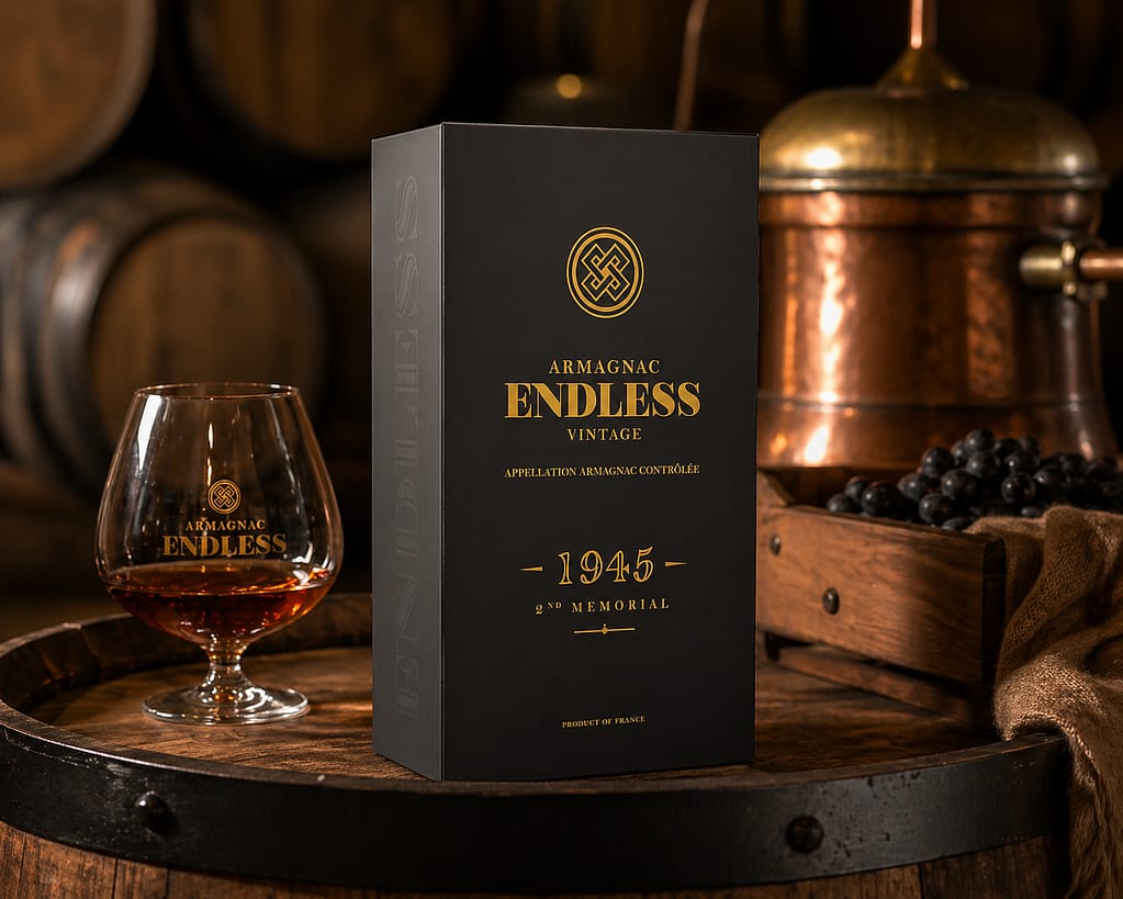 Création packaging luxe pour Endless Armagnac par JA Design graphite à Bordeaux