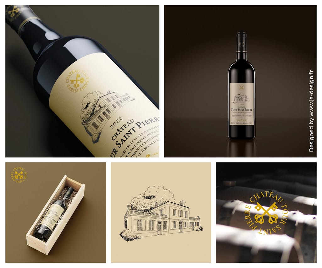 Exemple d’étiquettes de vin au design créatif, adaptées aux besoins des producteurs viticoles et spiritueux.