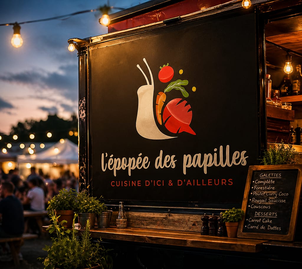logo restaurant itinérant L'épopée des papilles par JA Design graphiste à Bordeaux
