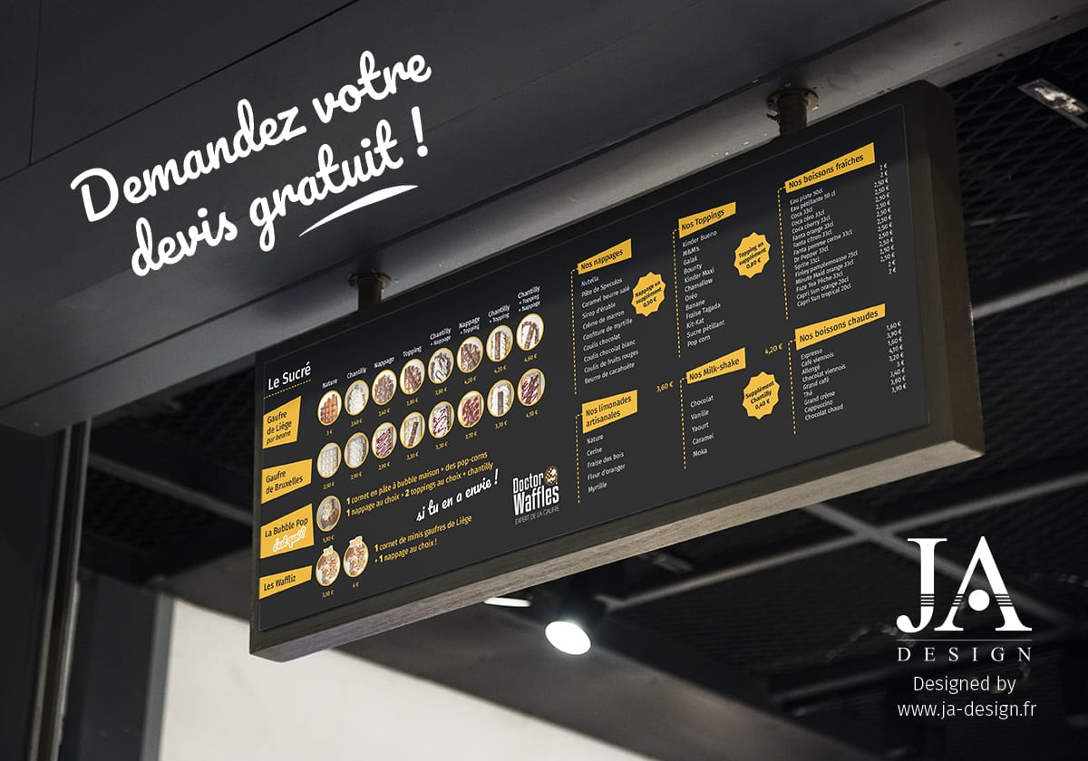 mise en page restauration rapide par JA Design graphiste freelance à Bordeaux