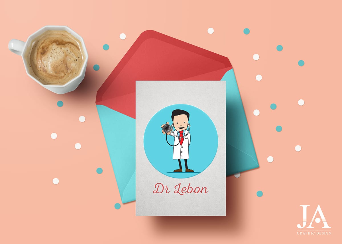 Illustration vectorielle : Création d'une mascotte pour un médecin généraliste par JA Design graphiste freelance à Bordeaux