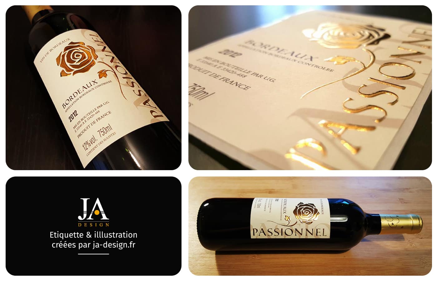etiquette vin bordeaux dorure chaud