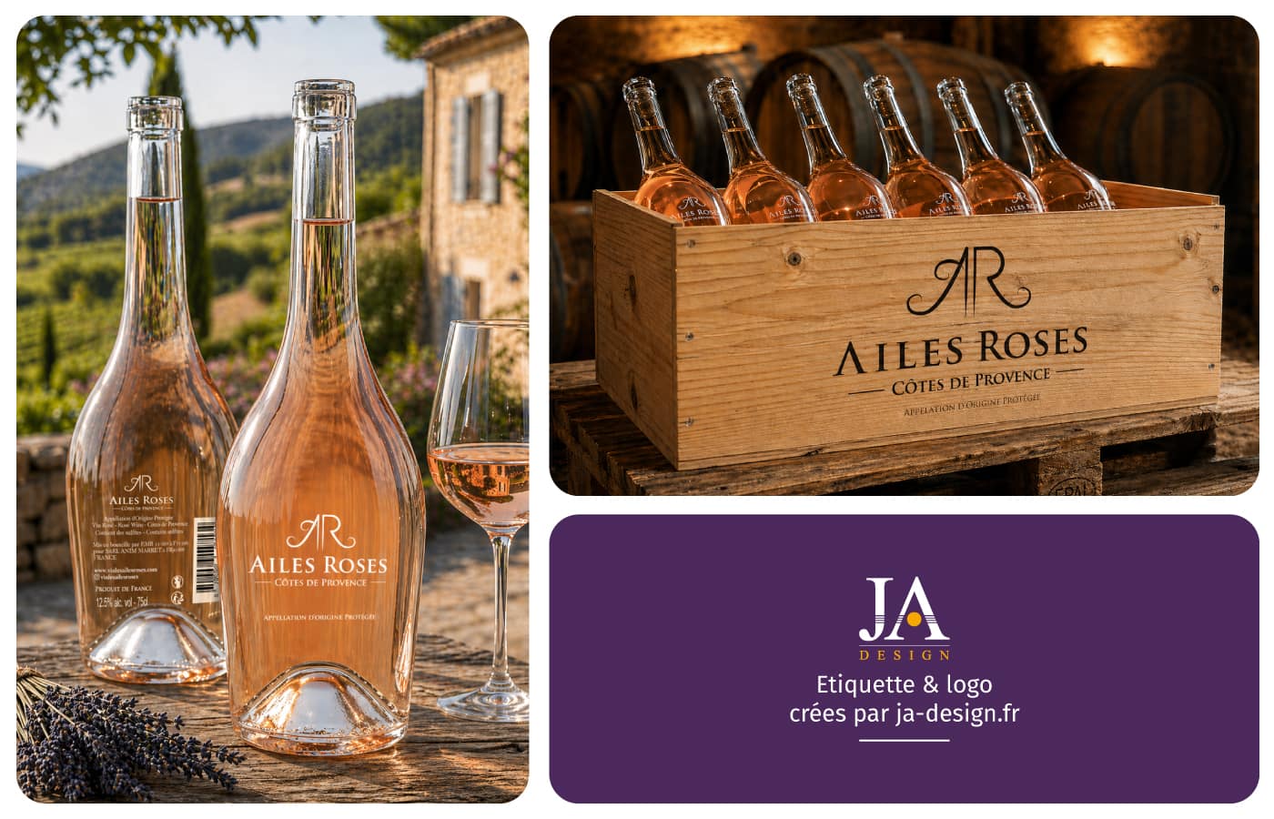 etiquette vin rosé transparente Ailes Roses