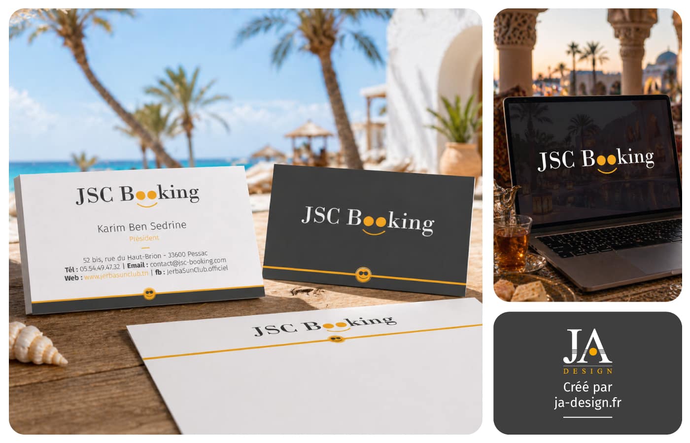 identité visuelle hôtellerie JSC Booking par JA Design graphiste à Bordeaux
