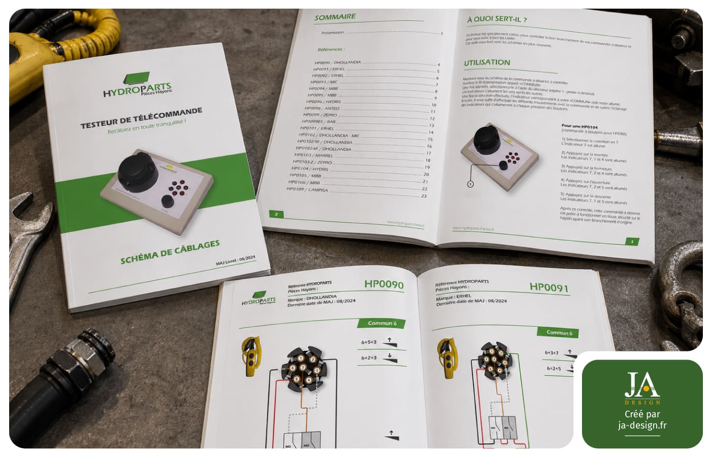 Création Livret technique mise en page Véhicules PMR Hydroparts par JA Design graphiste Bordeaux