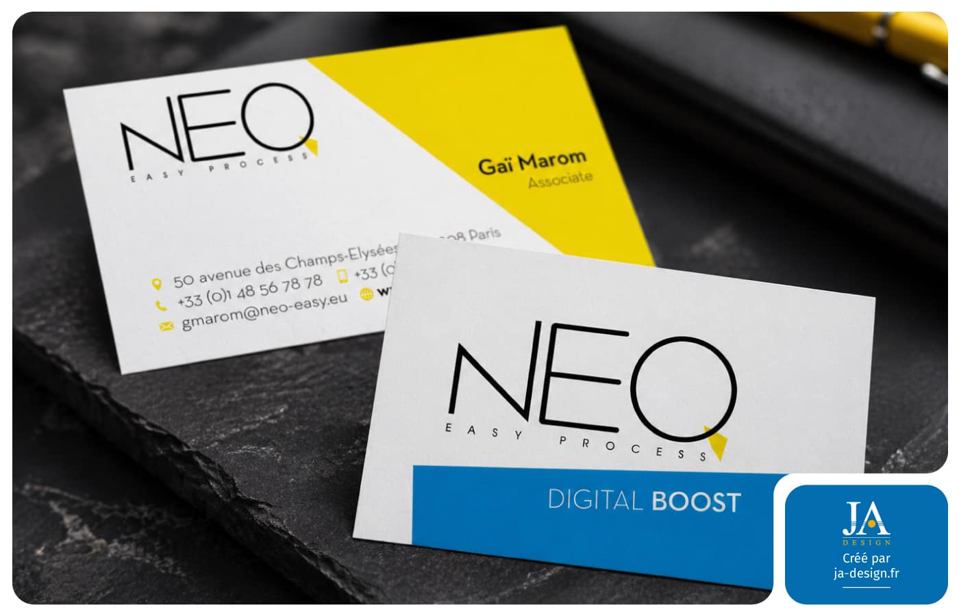 Carte de visite digitale premium créée par graphiste freelance à Bordeaux