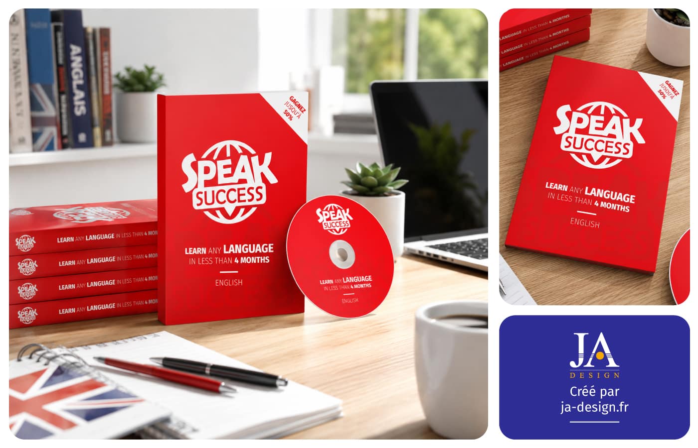 Création jaquette DVD cours anglais Speak Success - par JA Design - Graphiste à Bordeaux