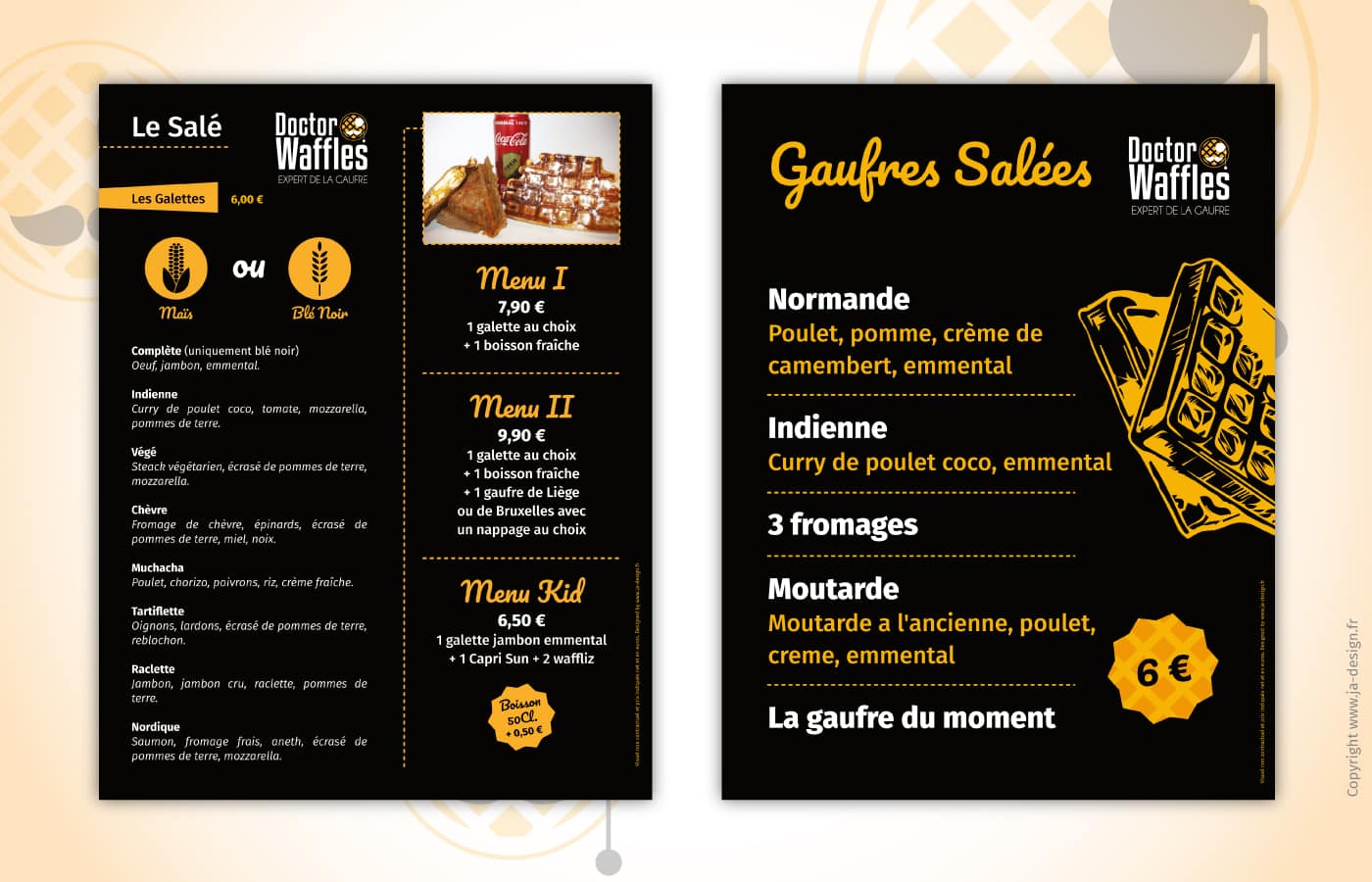 design panneau restaurant Doctor Waffles - par JA Design graphiste à Bordeaux