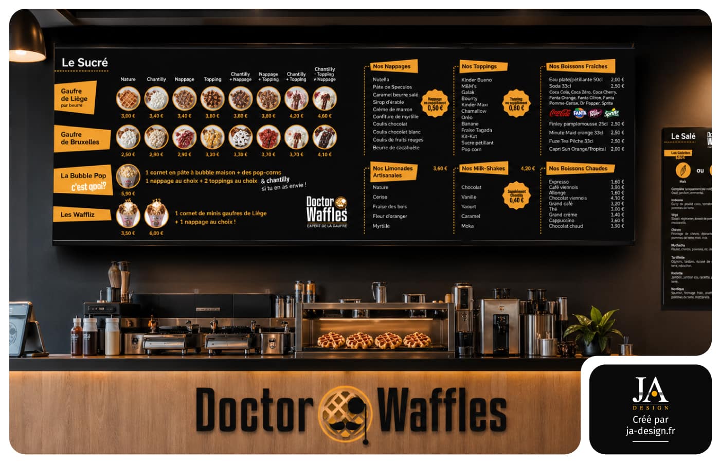 création menuboard restauration - JA Design graphiste à Bordeaux