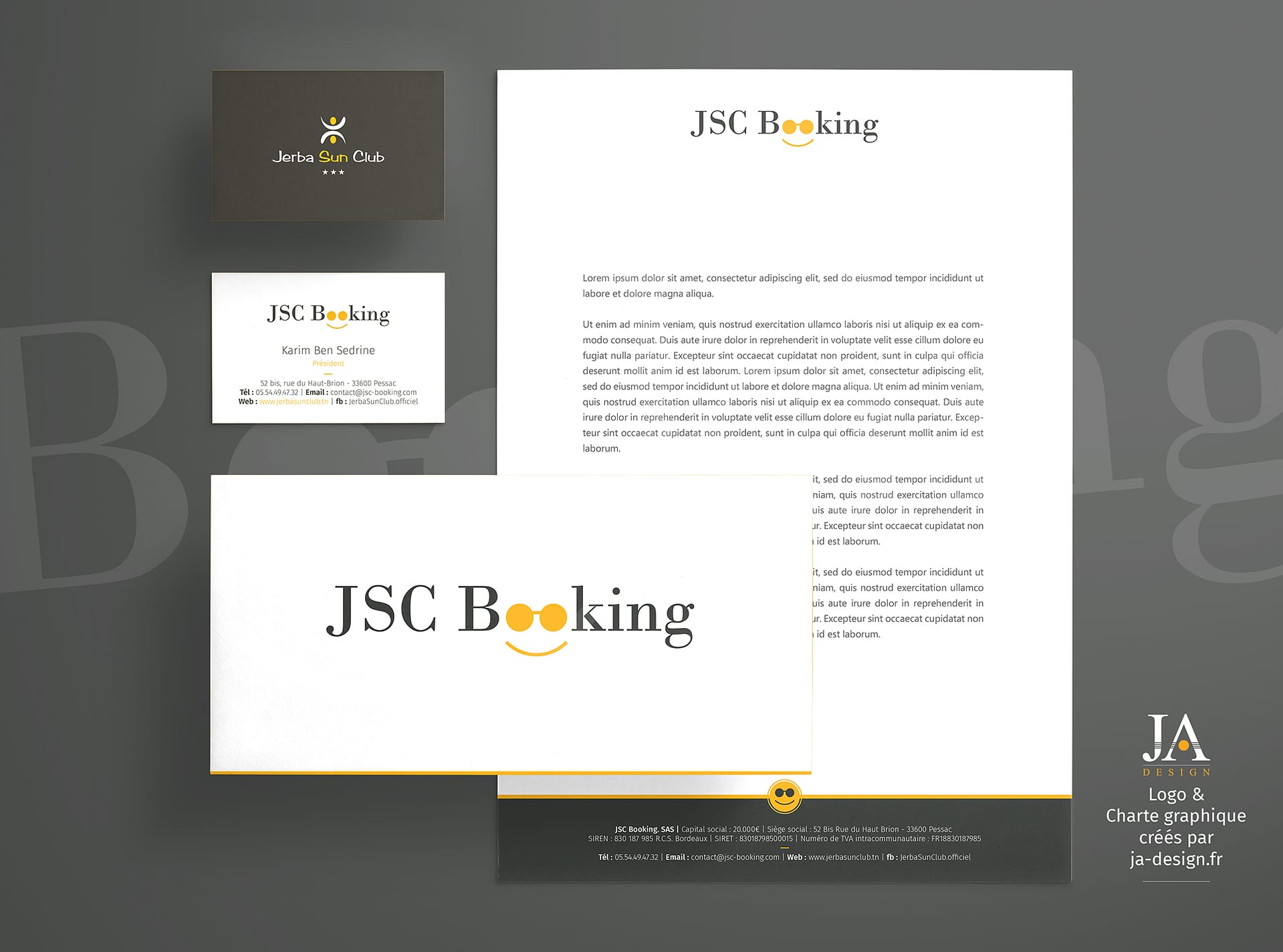 Création charte graphique plateforme réservation hôtel JSC Booking - Par JA Design graphiste à Bordeaux