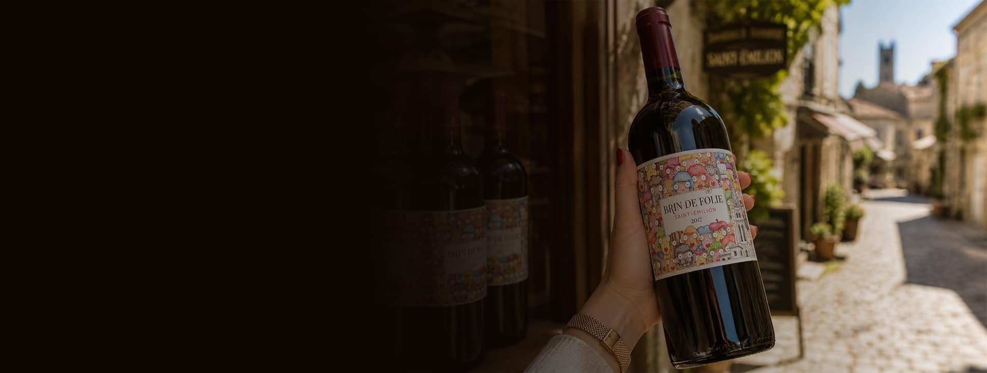 Étiquette de vin de Saint-Émilion Brin de Folie créée sur mesure par JA Design