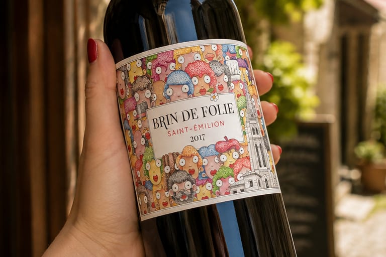 Création d’une étiquette de vin de Saint-Émilion Brin de Folie