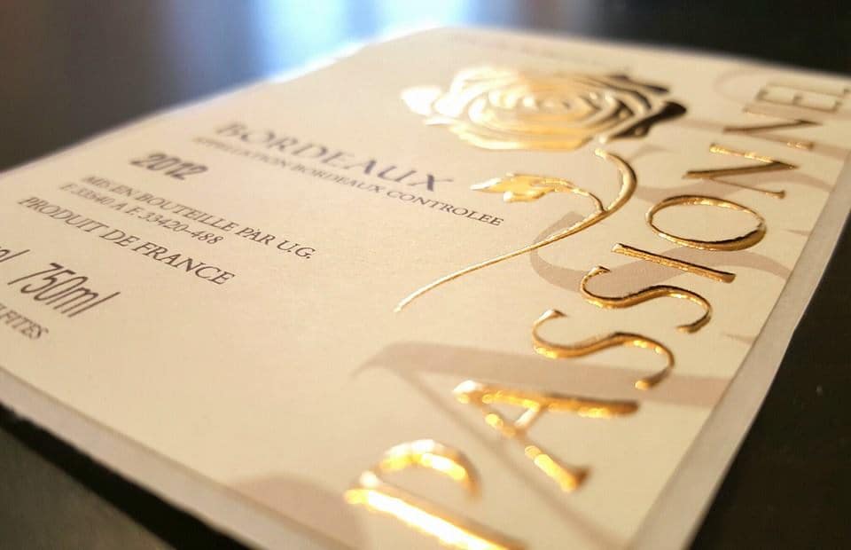 Création d'une étiquette de vin avec dorure à chaud